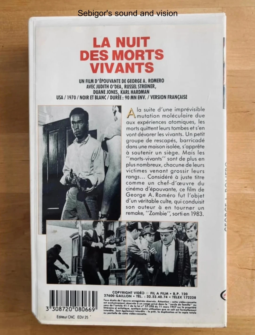 Cassette VHS La nuit des morts vivants.